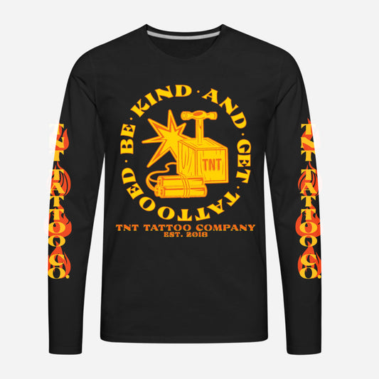 Orange & Yellow Flames Men's Premium Long Sleeve T-Shirt