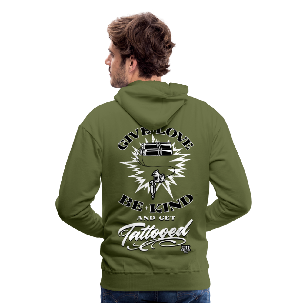 Give Love Men’s Premium Hoodie - olive green
